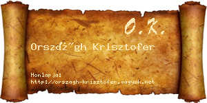 Országh Krisztofer névjegykártya